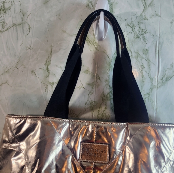 Victoria's Secret Shiny Rose Gold Color Tote - Picture 6 of 13